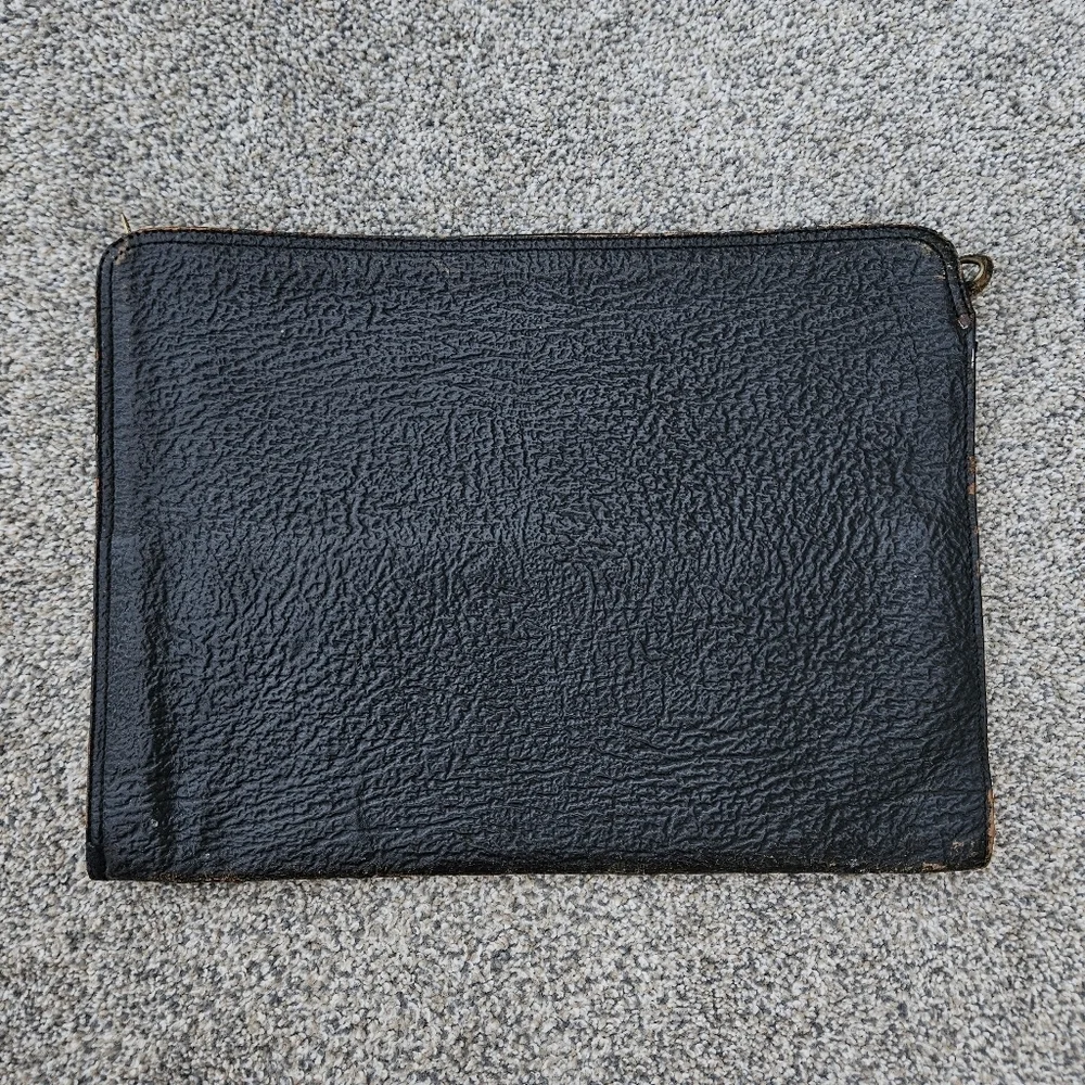 Vintage Black Leather Portfolio Folder Zip Around Document Holder Talon Zipper